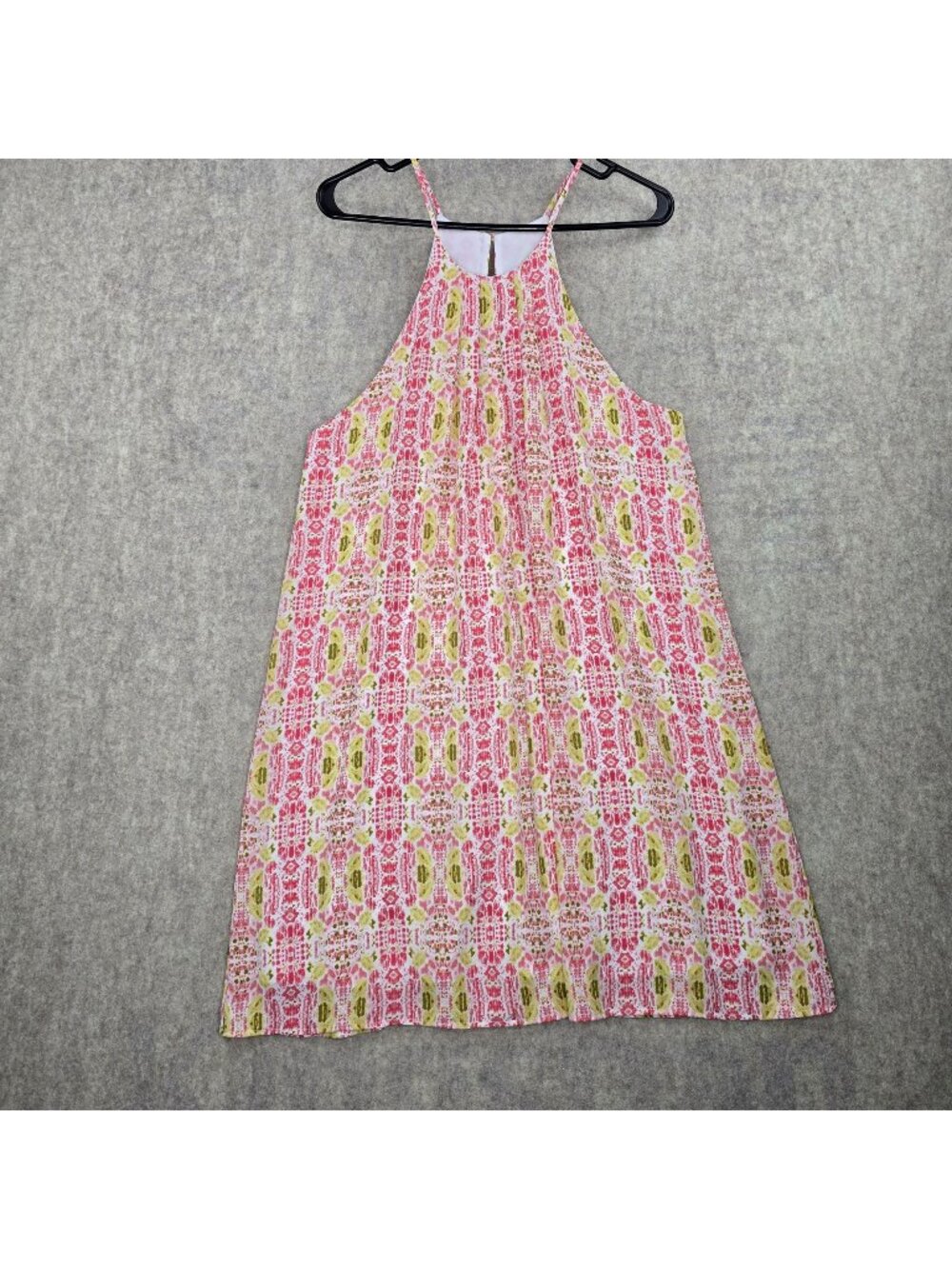 Womens Sleeveless Floral Print Halter Dress L Polyester Lightweight Multicolor